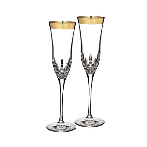 Waterford Lismore Essence Gold Flute, Set of 2 | Gold champagne flutes, Flute glass, Gold flute