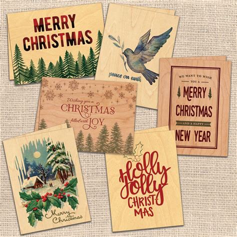 Wood Christmas Cards - Boxed set of 10 | Cards of Wood