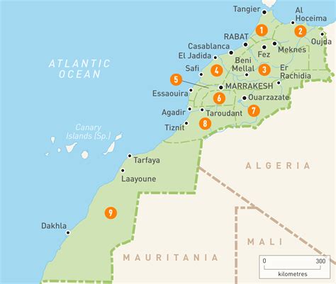 Map Of Morocco With Cities - State Coastal Towns Map