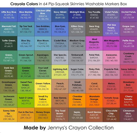 Printable Crayola Color Chart