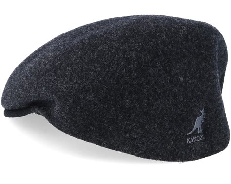 Wool Black Flat Cap - Kangol caps | Hatstore.co.uk