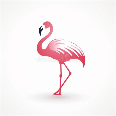 Minimalistic Pink Flamingo Icon on White Background Stock Illustration ...