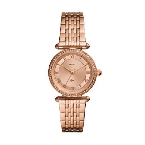 Fossil - Fossil Women's Lyric Three-Hand Rose Gold-Tone Stainless Steel Watch ES4711 - Walmart ...