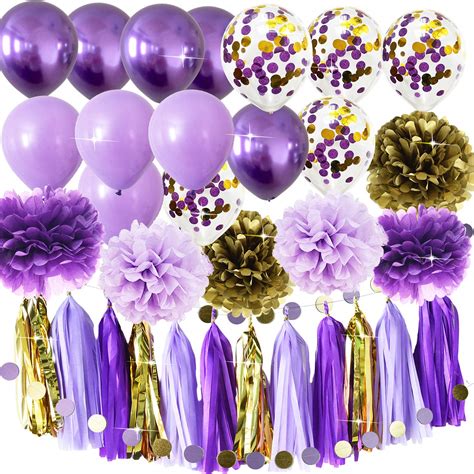 Buy Graduation Decorations 2023 Purple Gold ISU Birthday Party Decorations Qian's Party Purple ...
