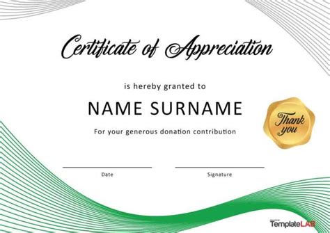 30 Free Certificate Of Appreciation Templates And Letters within Thanks Certificate Template ...