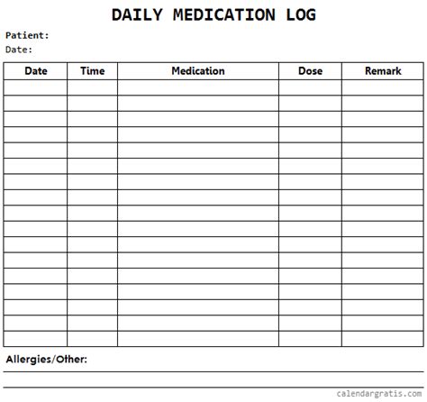 Medication Schedule Template - Daily, Weekly, Monthly Medication Chart ...