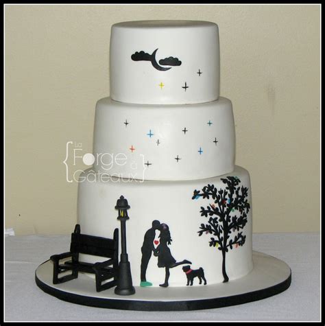 Silhouette Couple Wedding Cake - CakeCentral.com