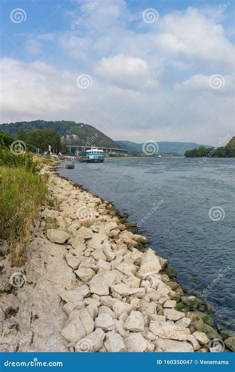 River Rhine and Mountains in Historic Town Andernach Editorial ...