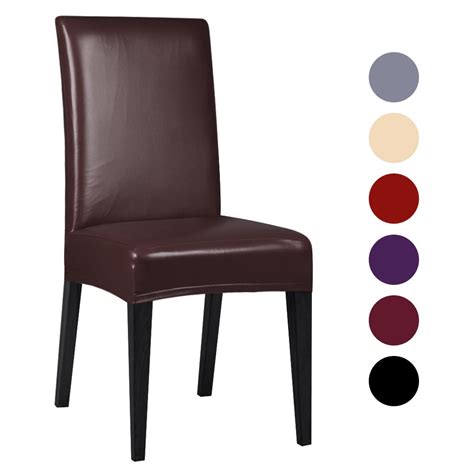 ANMINY PU Faux Leather Short Dining Room Chair Seat Cover Slipcovers ...