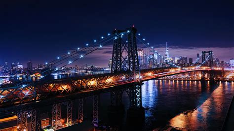 Williamsburg Bridge Wallpaper 4K, New York City, Suspension bridge