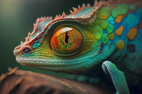 Premium Photo | A close up of a chameleon's eye