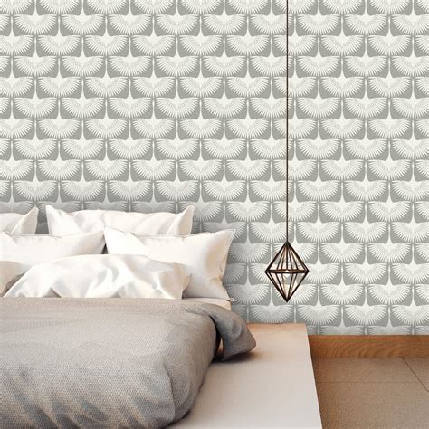 Tempaper Genevieve Gorder Feather Flock Chalk Self-Adhesive Removable ...