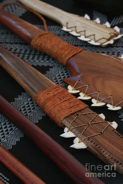 Lei O Mano Hawaiian Koa Shark Teeth Dagger And War Clubs Photograph by Sharon Mau