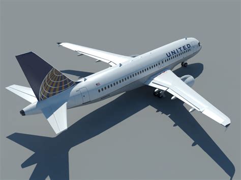 Airbus A320 United 3D Model – VR – AR Ready - 3D Models World