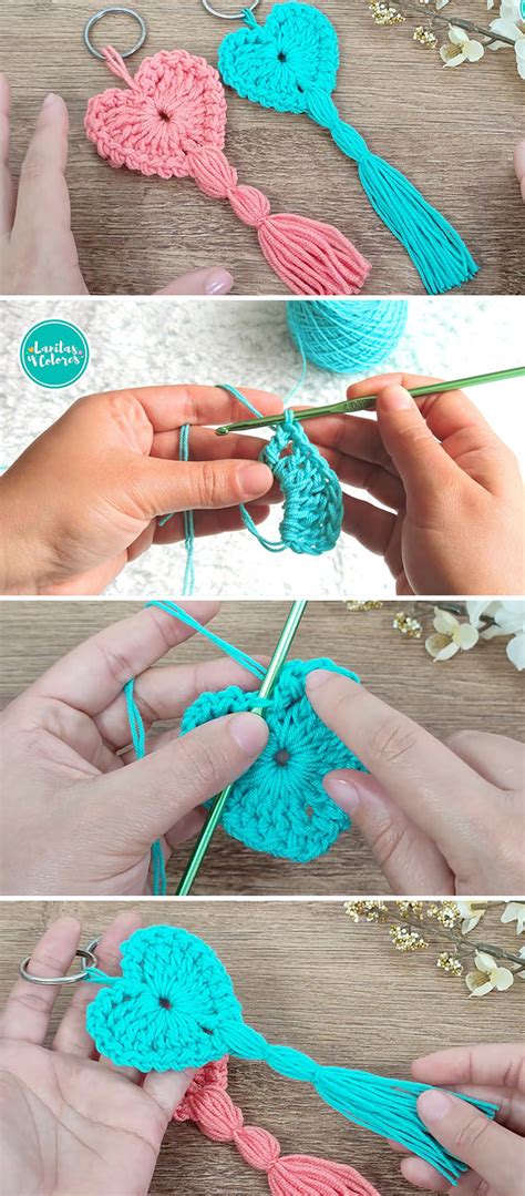 Crochet Heart Keychain Pattern And Tutorial - CrochetBeja