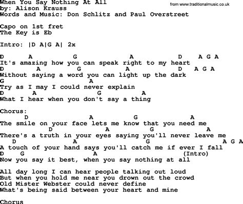 When You Say Nothing At All - Bluegrass lyrics with chords