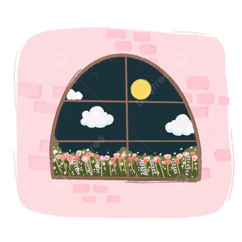 Flower Garden Night View Window, Flower, Night, Night View PNG Transparent Clipart Image and PSD ...