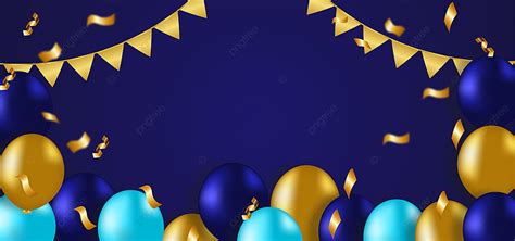 Blue Background With Balloons And Gold Confetti Birthday Party, Birthday, Balloon, Confetti ...