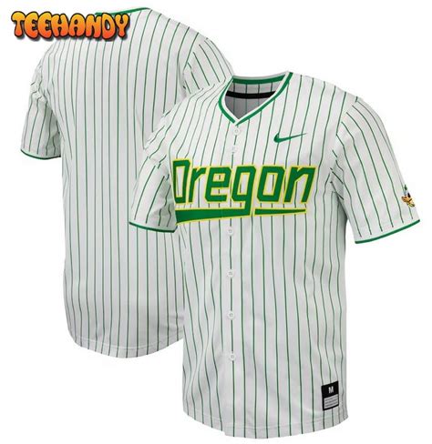 White Oregon Ducks Pinstripe Replica Baseball Jersey