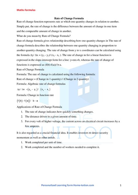 Rate of Change Formula-Detail Explanation, Notes & Examples