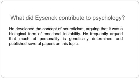 Hans Eysenck theory of Personality