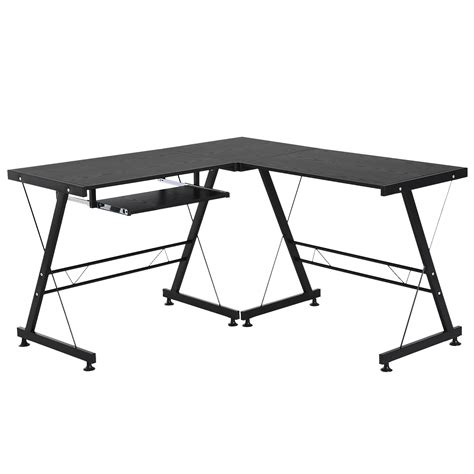 HOMCOM Office Gaming Desk L Shape Straight Corner Table Computer Work Station Laminated Sturdy w ...