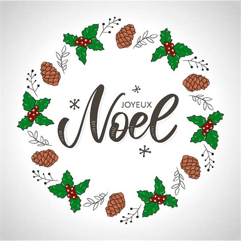 Premium Vector | Merry Christmas card template with greetings in french language. Joyeux noel