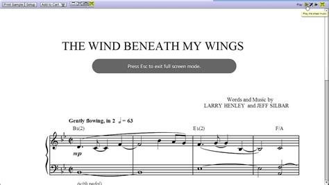 Wind Beneath My Wings by Bette Midler - Piano Sheet Music:Teaser - YouTube