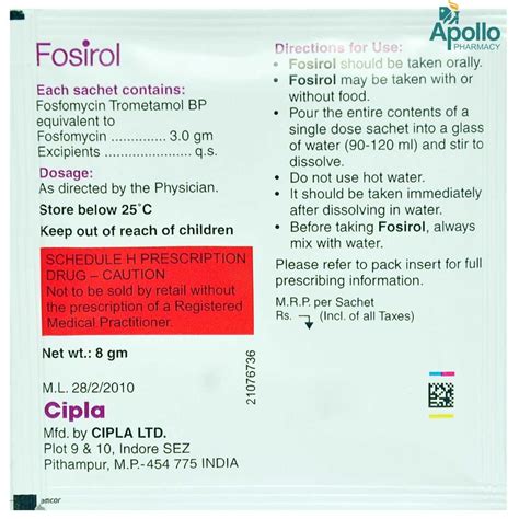 Fosirol Powder 8 gm Price, Uses, Side Effects, Composition - Apollo Pharmacy