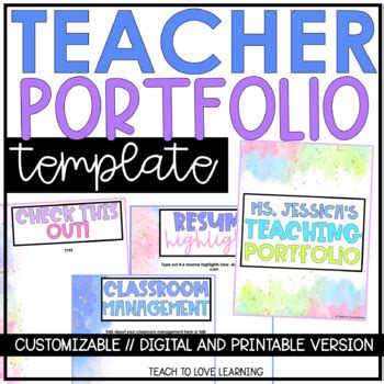 Teaching Portfolio Template | Watercolor Portfolio | Digital and Printable