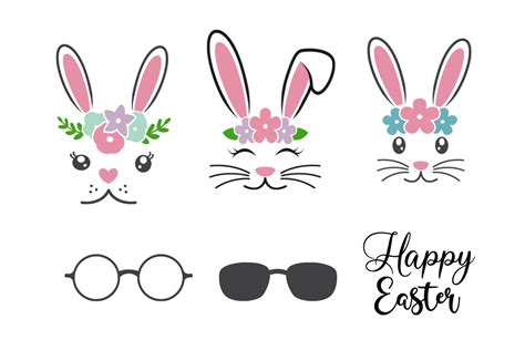 Easter Bunny Face Bundle ,Bunny Rabbit Graphic by PT Designes ...