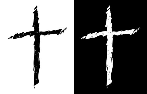 Old rugged distressed christian cross in both black and white isolated isolated vector ...