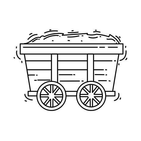 Farming wagon icon. hand drawn icon set, outline black, 3216530 Vector ...