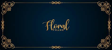 Abstract golden floral frame border dark blue banner design 10128158 Vector Art at Vecteezy