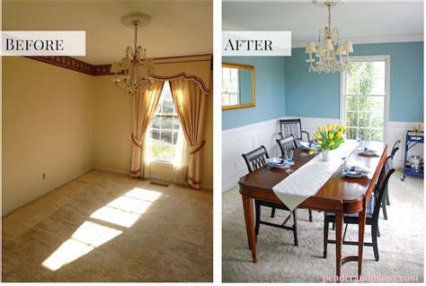 dining-room-before-after-crown-molding - Pender & Peony - A Southern Lifestyle Blog