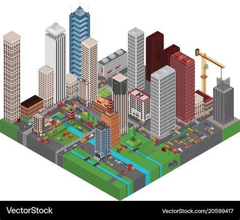 Isometric city Royalty Free Vector Image - VectorStock