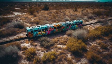 Premium AI Image | A train with graffiti on the side of it