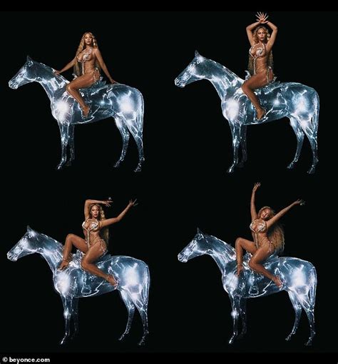 Beyonce drips in jewels and rides a holographic horse on album cover ahead of its release ...