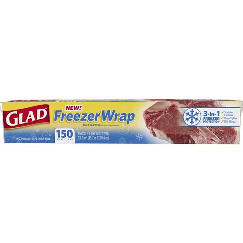 Glad Freezer Wrap Plastic Food Wrap, 150 Square Feet - Walmart.com ...