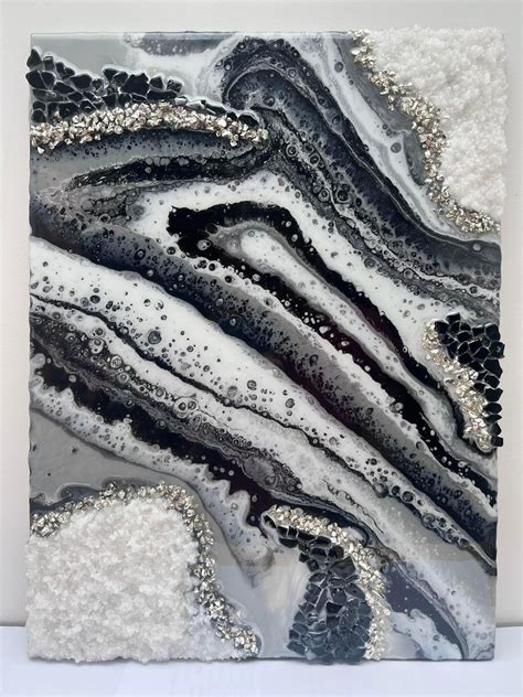 Black and Grey White and Silver Geode Wall Art 3D Geode - Etsy