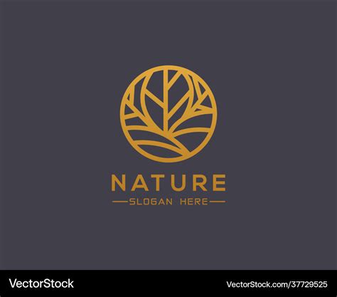 Nature logo design emblem line creative Royalty Free Vector