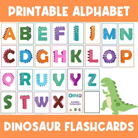 Dinosaur Alphabet Letters Flashcards Dinos Preschool Flash Cards ABC Dinosaurs Busy Book ...