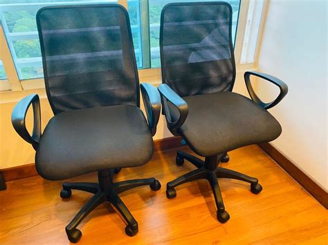Mesh Office Chair - $90 for two units, Furniture & Home Living, Furniture, Chairs on Carousell