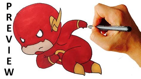 How to Draw Flash Chibi from DC Comics Heroes Easy Step by Step Video ...