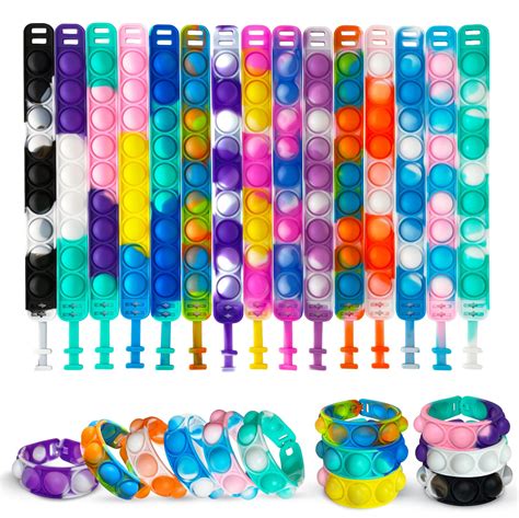 Buy 30PCS Pop it Fidget Toys Pop it Bracelet | Durable and Adjustable Popits Kids Toys ...