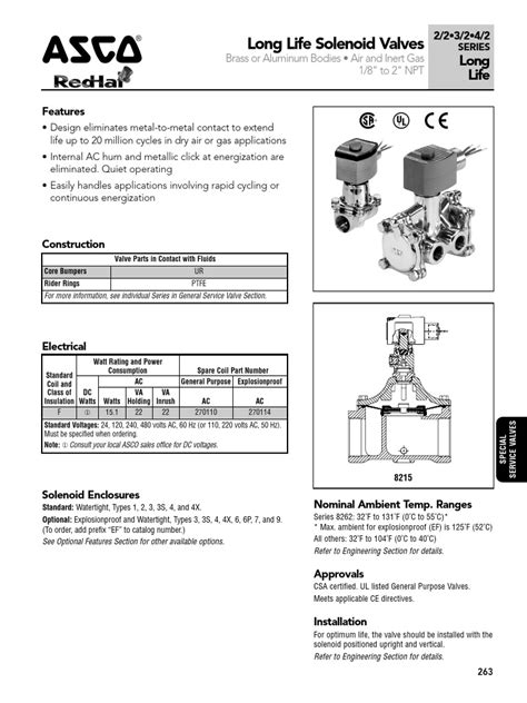 Asco Long Life Valves Catalog | PDF | Valve | Alternating Current