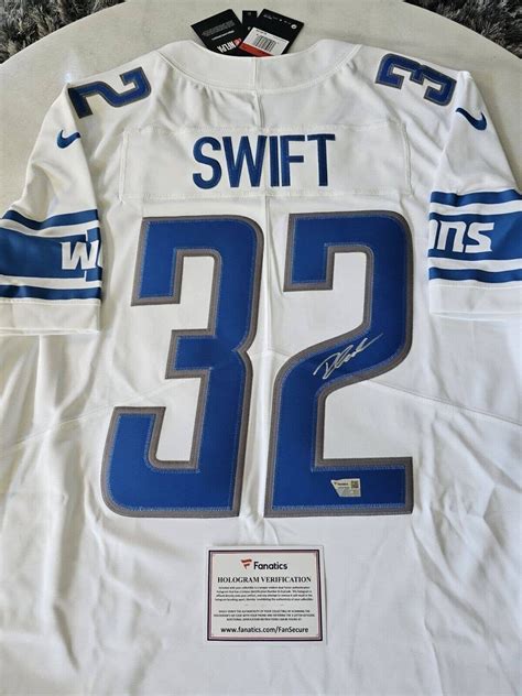 D'andre Swift Autographed/signed Jersey COA Detroit Lions - Etsy