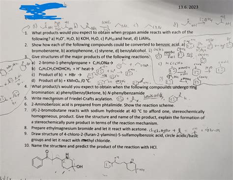 SOLVED: 13.6. 2023 a) (col- 1. d) 1. What products would you expect to ...