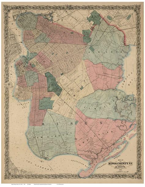 Kings County New York 1868 - Old Map Reprint - OLD MAPS