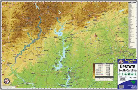 Upstate South Carolina Recreation Map #1601 – Kingfisher Maps, Inc.